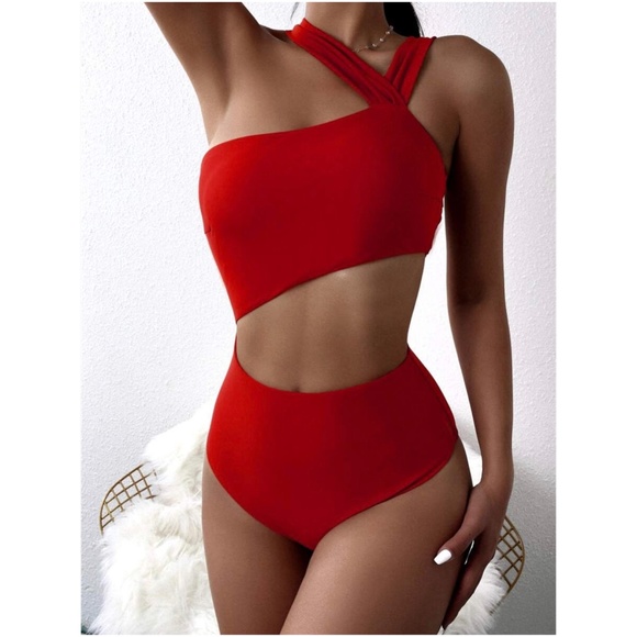 Bellanblue Other - Red cut out high waist strappy monokini One Piece Swim
